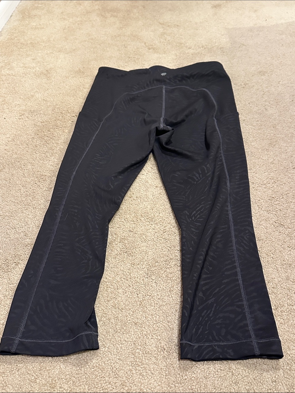 Athleta Black Capri with Subtle Print and Stash Pocket - Picture 3 of 6